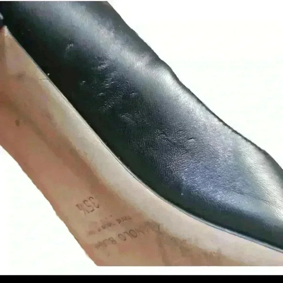 Manolo Blahnik Womens Black Aneska Leather Lace-Up Open-Toe Flat 35.5 (US 5) - Picture 13 of 16